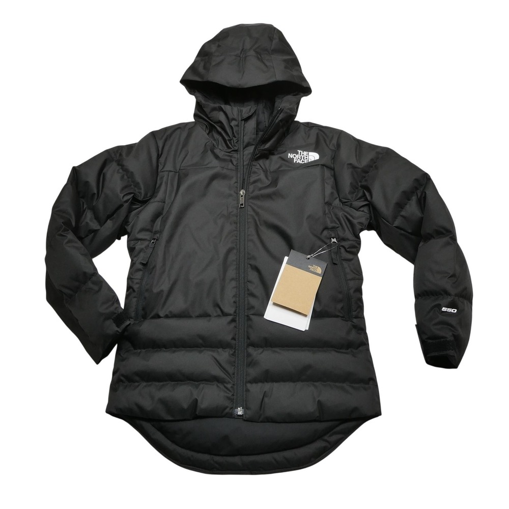 The North Face G Pallie Down Jacket Girls Small 7/8 Black 550 Fill Hooded Puffer